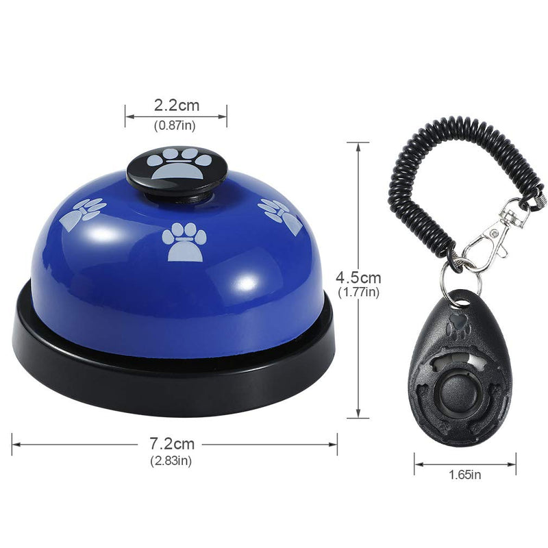 Dailyextreme Pet Training Bells, 2 Pack Dog Puppy Cat Pet Door Bells, for Potty Toilet Training Go Outside and Eating Communication Training Bells (with Non Skid Rubber Bases,Clicker, Whistle) 2 pcs blue bell+Silicone pad+Clicker - PawsPlanet Australia