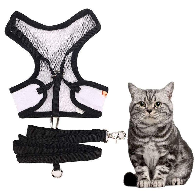 fushida Adjustable Elegant Cat Harness Bow Tie, Soft Escape Proof Cat Vest and Lead Set (Leash Length 125cm) (M, Y04) M - PawsPlanet Australia
