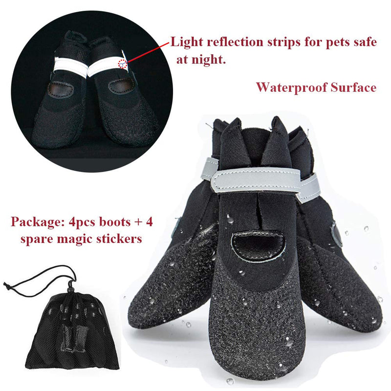 [Australia] - 4 Pcs Waterproof Dog Boots, Rugged Pet Dog Booties with Adjustable Reflective Magic Straps, All Weather Dog Shoes with Anti-Slip Rubber Sole for Small Medium Large Dogs, Breathable Paw Protectors 1# 