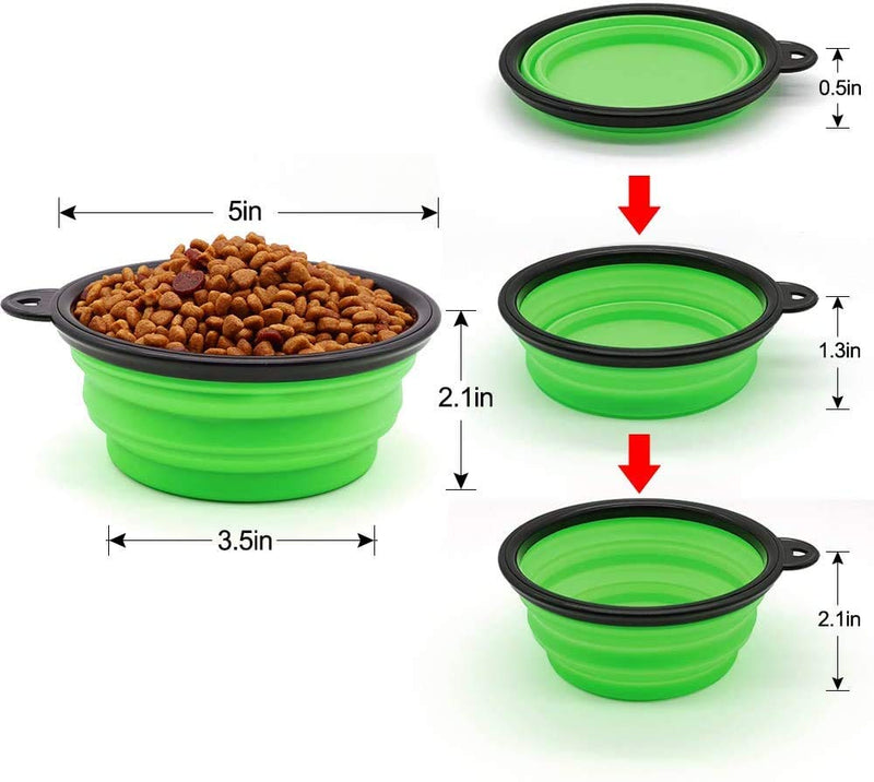 Louis Donné Collapsible Dog Bowl, 2-Pack Small Size, Food Grade Silicone BPA Free, Collapsible Expandable Dish, Pet Cat & Dog Food Water Feeding, Portable Travel Bowl Blue and Green Green and Blue - PawsPlanet Australia