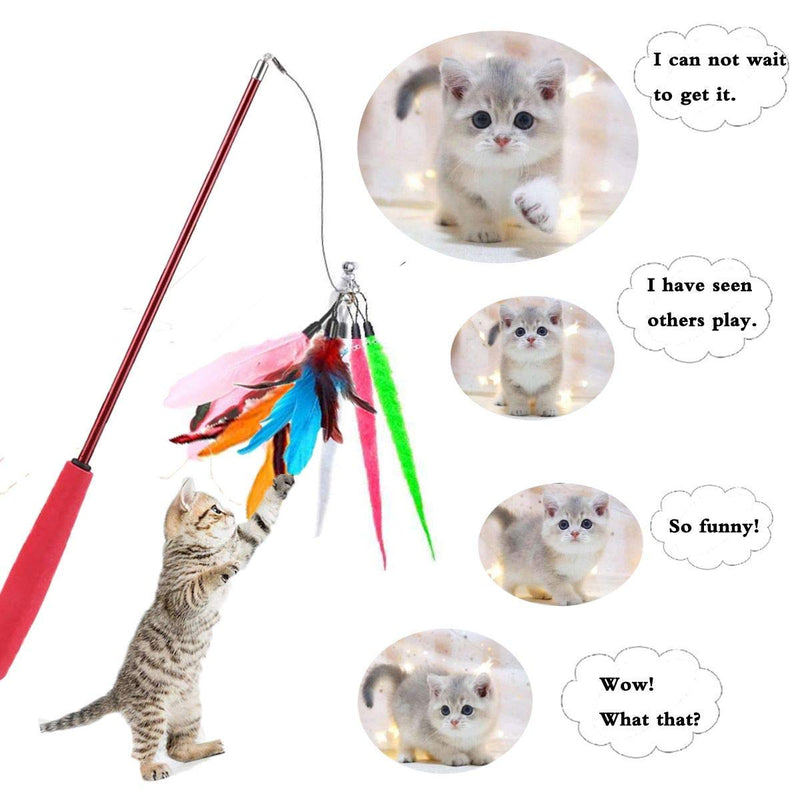 [Australia] - SUIYI Cat Feather Toys(17 Packs), Retractable Cats Wand Toy, Interactive Cat Toys for Cat Exercise 17 Packs 