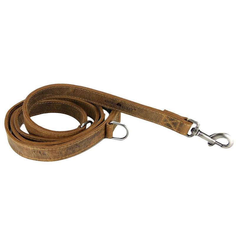 Greenburry leather leash 200cm adjustable dog leash vintage antique brown - PawsPlanet Australia