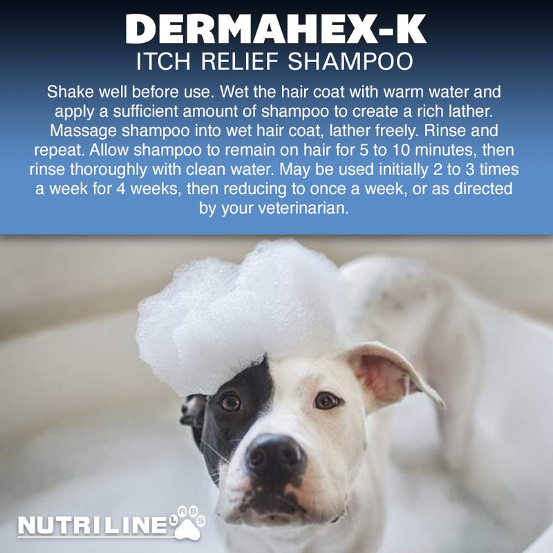 [Australia] - Nutriline Labs Antifungal & Antibacterial Chlorhexidine DermaHex-K Shampoo for Dogs and Cats, Itch Relief Shampoo, Paraben and Sulfate Free, Hypoallergenic, Made in The USA 