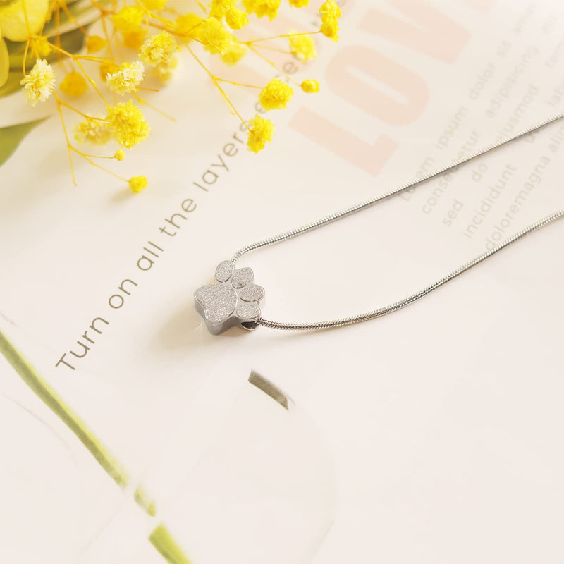 Cremation Necklace for Pet ashes Urn Necklace for Dog Cat Ashes Stainless Steel Cremation Jewelry Memorial Pet Ash Holder Silver - PawsPlanet Australia