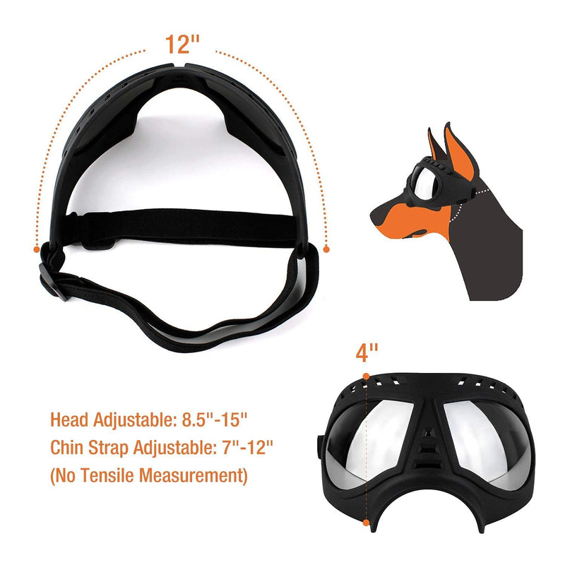 PETLESO Dog Goggles Large Breed Dog Sunglasses Dog Eye Protection for Outdoor Driving Skiing, Black - PawsPlanet Australia