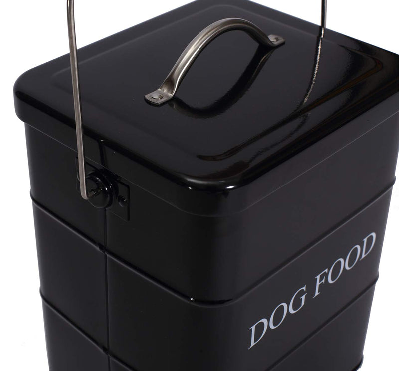 Geyecete Dog Treats tin and dog Food Storage Tin with Lid and with Spoon-Dog Food-Black 1 Count (Pack of 1) Black - PawsPlanet Australia