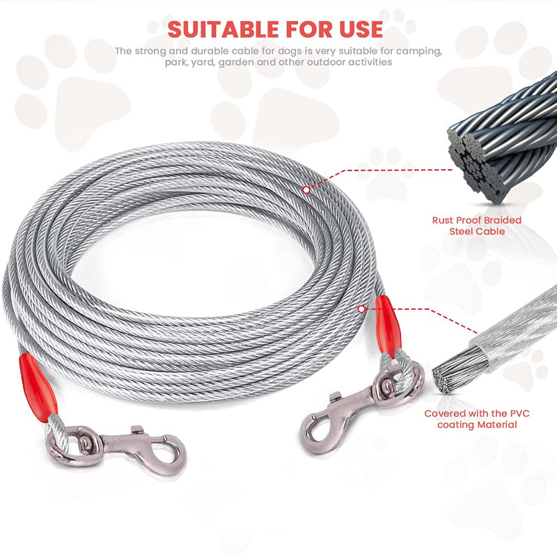 WINSOME Dog Tie Out Cable Metal Dog Lead Puppy Lead Leash- Dog Tether Cable Tie, Steel Cable Pet Lead for Garden, Camping and Picnic (6ft) 6ft - PawsPlanet Australia