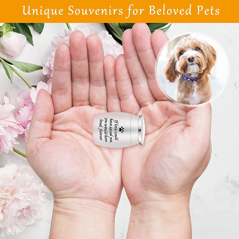 JIELISI Mini Dog Urns for Ashes Small Cremation Urns with a Small Spoon & Black Velvet Bag Decorative Stainless Steel Memorial Mini Keepsake Urns for Dogs Cats Ashes Holder (Silver) - PawsPlanet Australia