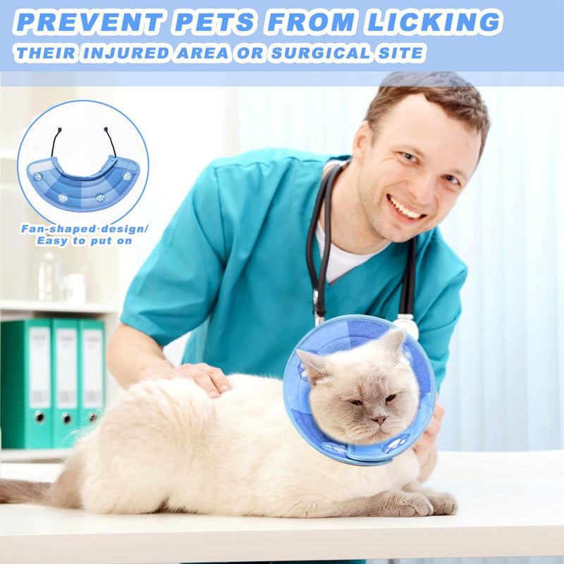 Cat Neck Brace, Adjustable Neck Brace, Soft Cat Cone Collar with Anti-Leak Function, After Surgery and Injuries for Puppies, Small Dogs and Cats (Blue-M) M - PawsPlanet Australia