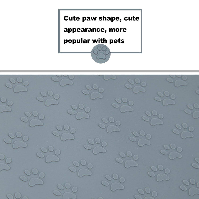 SUOXU Waterproof Mat for Dog Bowls,Silicone Pet Mat,Puppy Dog Feeding Mats Non Slip Cat Food Mat 48x30 cm(Grey) M Grey - PawsPlanet Australia