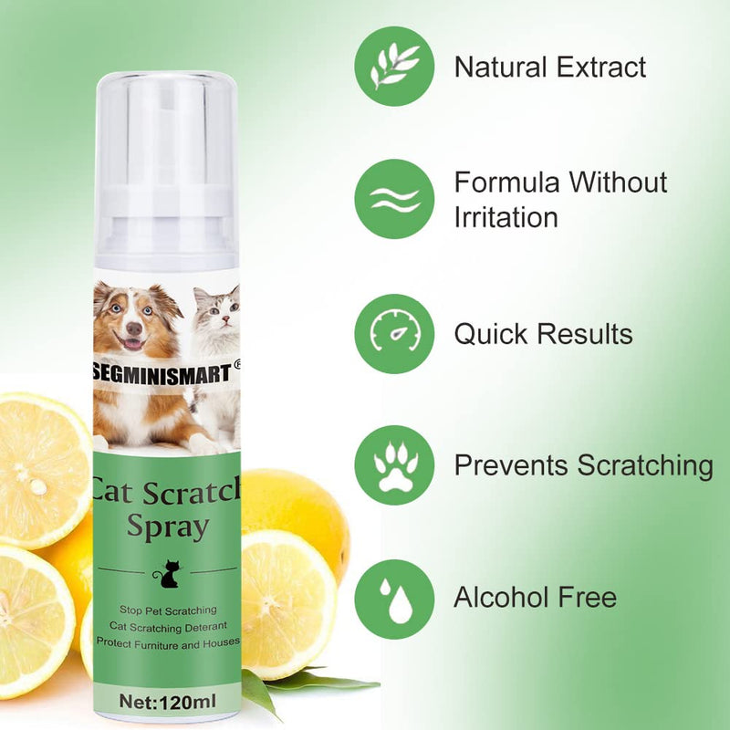 SEGMINISMART Cat Scratch Deterrent Spray, Anti Cat Scratching Spray, Cat Scratching Training Spray, Anti Scratch Cat Repellent Spray, Furniture Protection 120 ml (Pack of 1) Green - PawsPlanet Australia