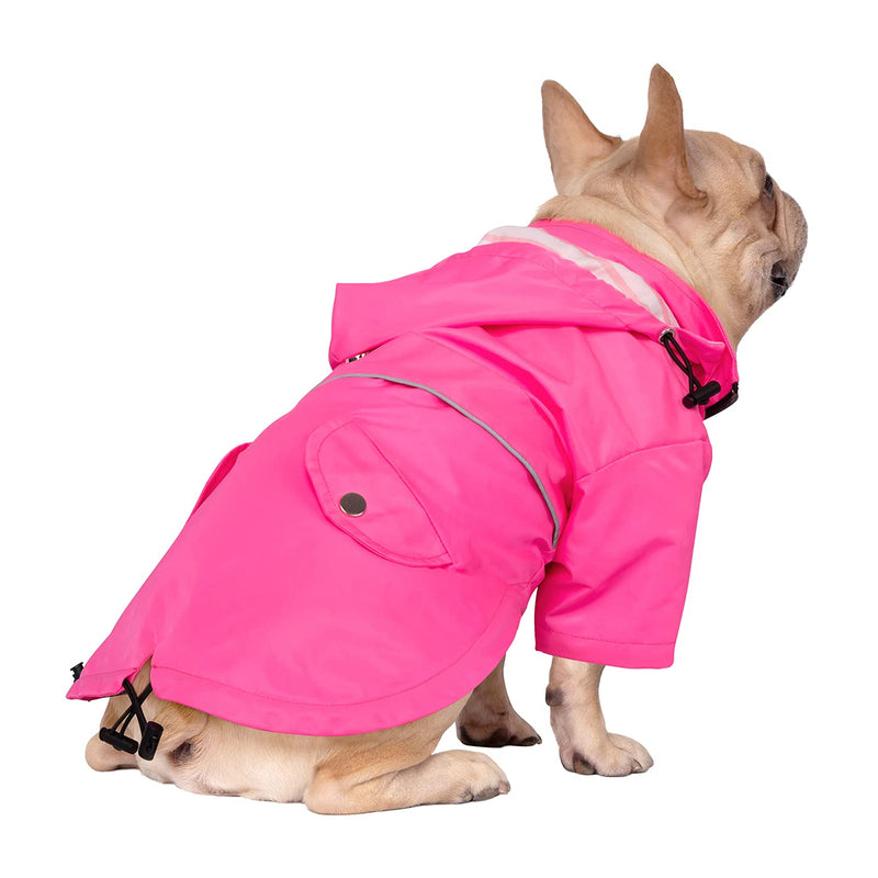 HDE Dog Raincoat Double Layer Zip Rain Jacket with Hood for Small to Large Dogs Pink - PawsPlanet Australia