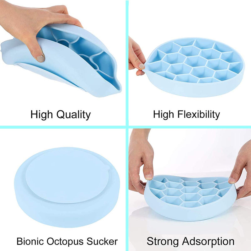 Ewolee Slow Feeder Dog Bowl, Silicone Anti-Gulping Slow Feeding Dog Bowl with Super Bottom Suction Cup, Safety Dog Bowls to Slow Down Eating for Small Medium Large Dogs and Cats (Blue) Blue - PawsPlanet Australia