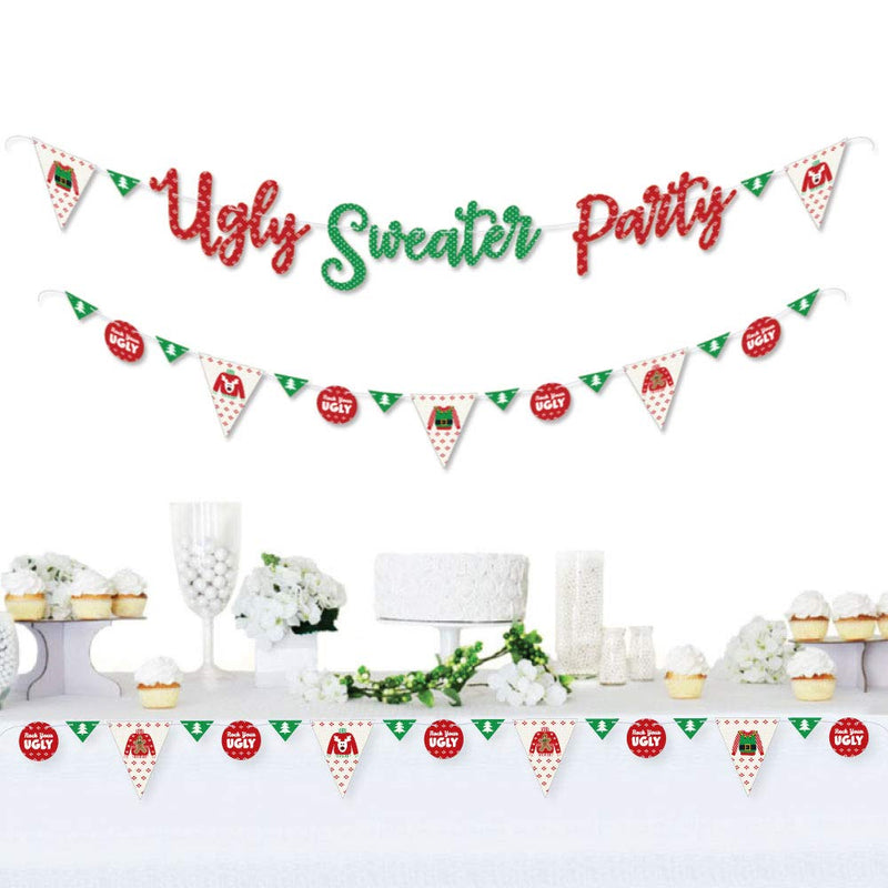 Big Dot of Happiness Ugly Sweater - Holiday and Christmas Party Letter Banner Decoration - 36 Banner Cutouts and Ugly Sweater Party Banner Letters - PawsPlanet Australia