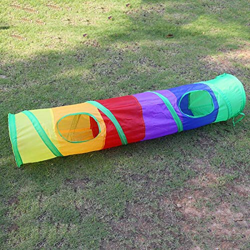 Collapsible Rainbow Cat Tunnel with Play Ball for Indoor Cats, Interactive Cat Tube Toy Foldable Pop-up Pet Tube with 2 Holes and Play Ball, Best pet tunnel for Kitten, Puppy ,Rabbit and Small Animal - PawsPlanet Australia