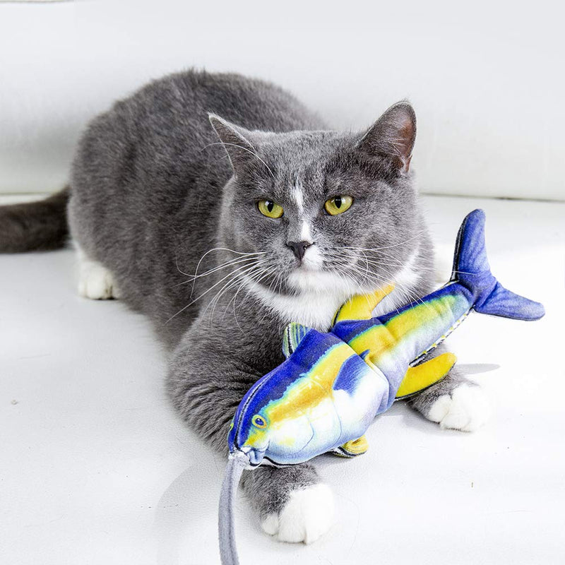 AnCoSoo Moving Fish Cat Toy,Catnip Fish Toys for Cats,Simulation Plush Wagging Fish Toys For Cat/Kitty/Kitten,Washable Chewing Cat Toys can Help Teeth Cleaning,Motion Sensor Cat Toy for Cat Gifts fish toy - PawsPlanet Australia