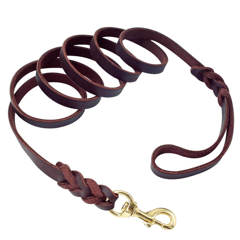 [Australia] - Beirui Leather Dog Leash - Training & Walking Braided Dog Leash - 3.6/4 / 5/6.5/8.5 Foot - Latigo Leather 1/2"*4' Brown 