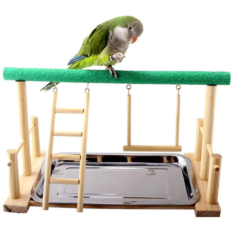 Keersi Parrots Playstand Bird Playground Wood Perch Stand Ladder Swing with Toy for Parakeet Cockatiel Conure African Grey Cockatoo Macaw Amazon Lovebird Budgie Finch Canary - PawsPlanet Australia