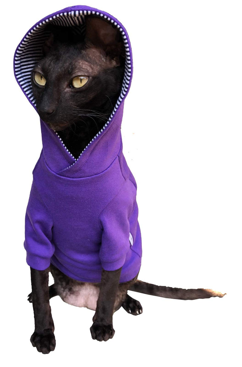 Kotomoda Sphynx Cat's Hoodie InPURPLE Naked Cat Hairless Cat Clothes (XL) XL - PawsPlanet Australia