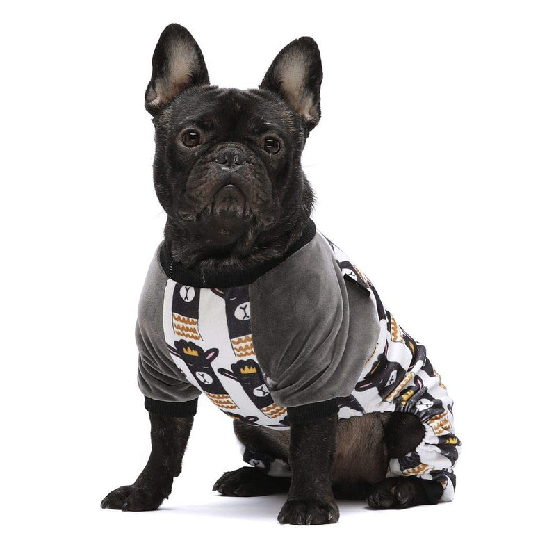 [Australia] - Fitwarm Lama Pet Clothes for Dog Pajamas Cat Onesies Lightweight Velvet Black M White 