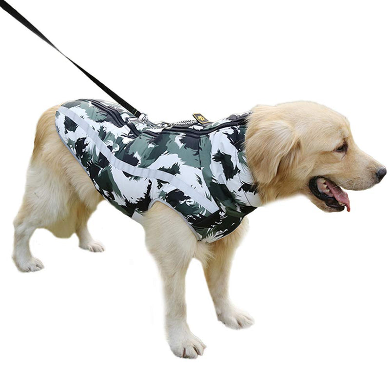 [Australia] - Warm Dog Coat Waterproof Reflective Dog Down Jacket Vest for Cold Weather, Back Zipper Closed, Adjustable Collar S(Chest:12.20", Back: 9.84") Camouflage Green 