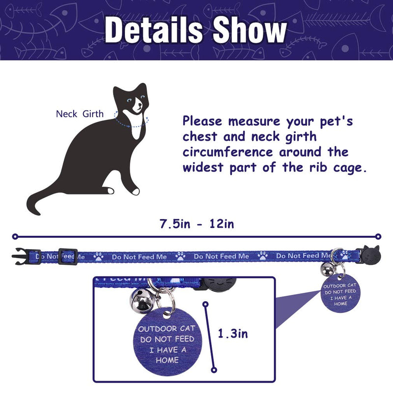 KOOLTAIL 3 Pack Cat Collar Set with Warning Board Hanging Do Not Feed Me Adjustable Cat Collar Sets With Bells Safe Buckle Design For Cat Wearing - PawsPlanet Australia