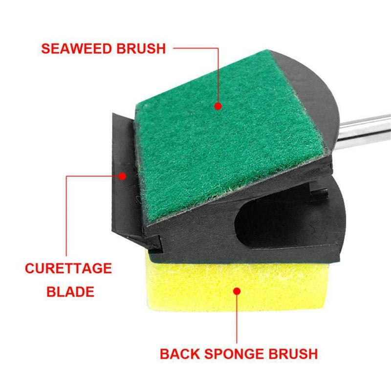 Aquarium Fish Tank Algae Scraper Double Sided Sponge Brush and High Density Cleaner with Long Handle Fish Tank Scrubber for Glass Aquariums and Home Kitchen, 18.5 inches - PawsPlanet Australia