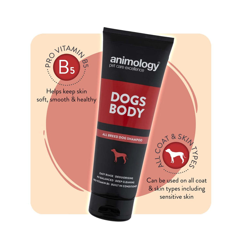 Animology Dogs Body | All Breed Dog Shampoo | Deodorising and Deep Cleaning | Easy Rinse Formulation | Pro-Vitamin B5 | pH Balanced | With Built In Conditioner | 250 ml - PawsPlanet Australia