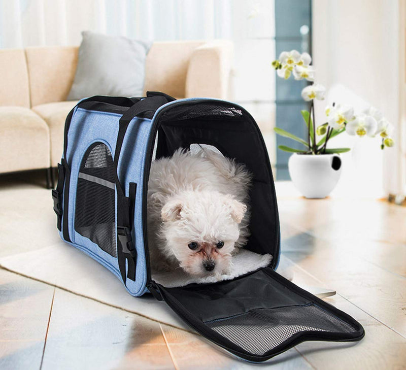 HOTGOL Pet Carrier,Cat Travel Carrier Airline Approved,Portable Folding Pet Bag Suitable for Cats, Puppy and Small Dogs Blue - PawsPlanet Australia