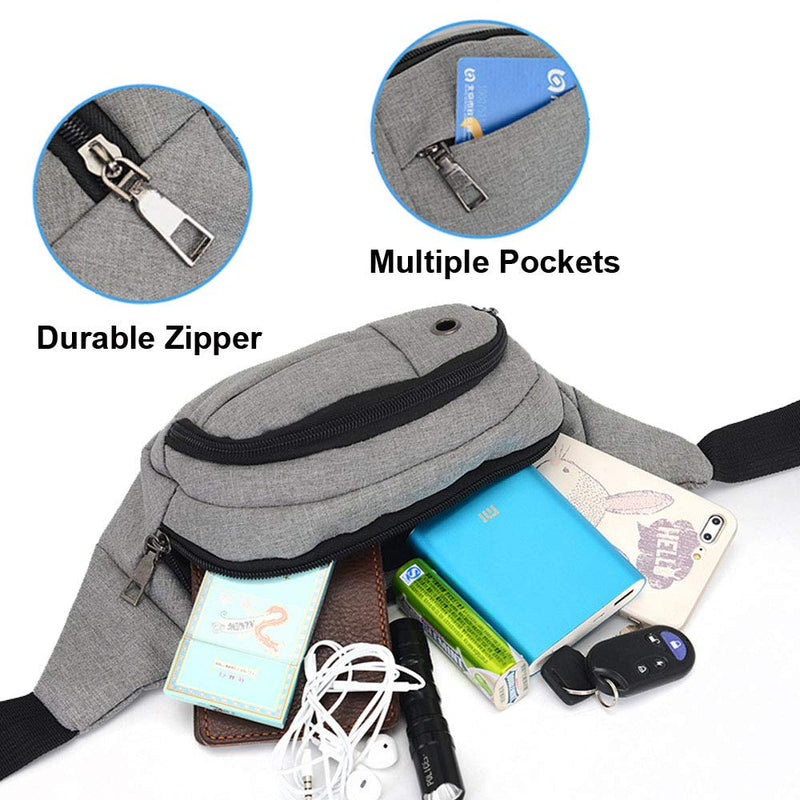 [Australia] - HenryDong Dog Training Rewards Cottton Bag, Multiple Pockets Treat Pouch for Toy with Large Space, Snack, Pet Dispenser Carry 2 Ways with Waist Belt, Shoulder Strap, Black, Grey, Blue 