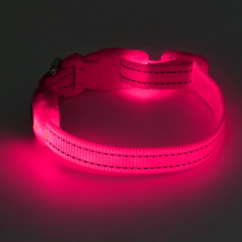 [Australia] - Domi LED Dog Collar, USB Rechargeable Light Up Collar for Small Dogs and Cats, Glowing in Dark, Reflective Collar Keep Your Puppy Be Seen& Safe XS (8.5-11.8inch / 21.5-29.9cm) Pink 