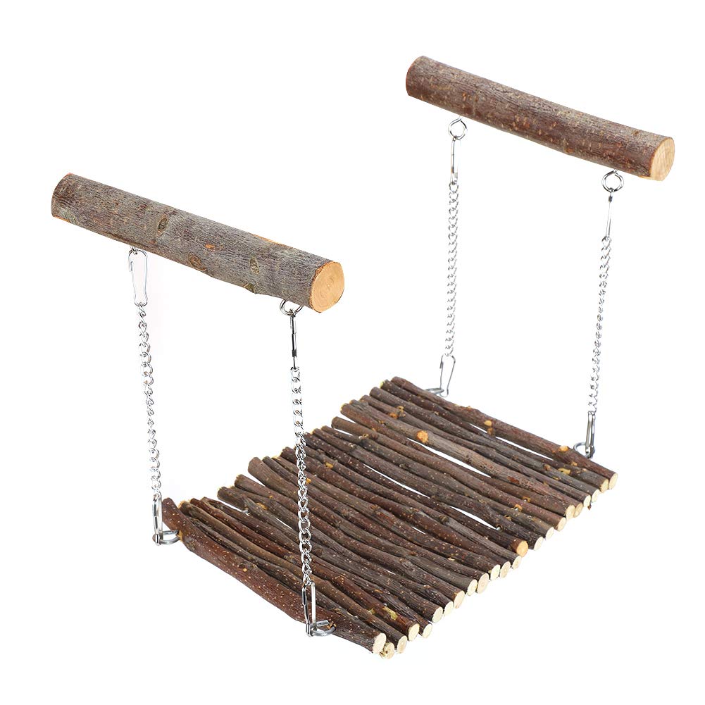 Pet Summer Hammock Wooden Hanging Bridge Hamster Swing Small Animal Cage Standable Toy for Rabbit Hamster Chinchilla - PawsPlanet Australia