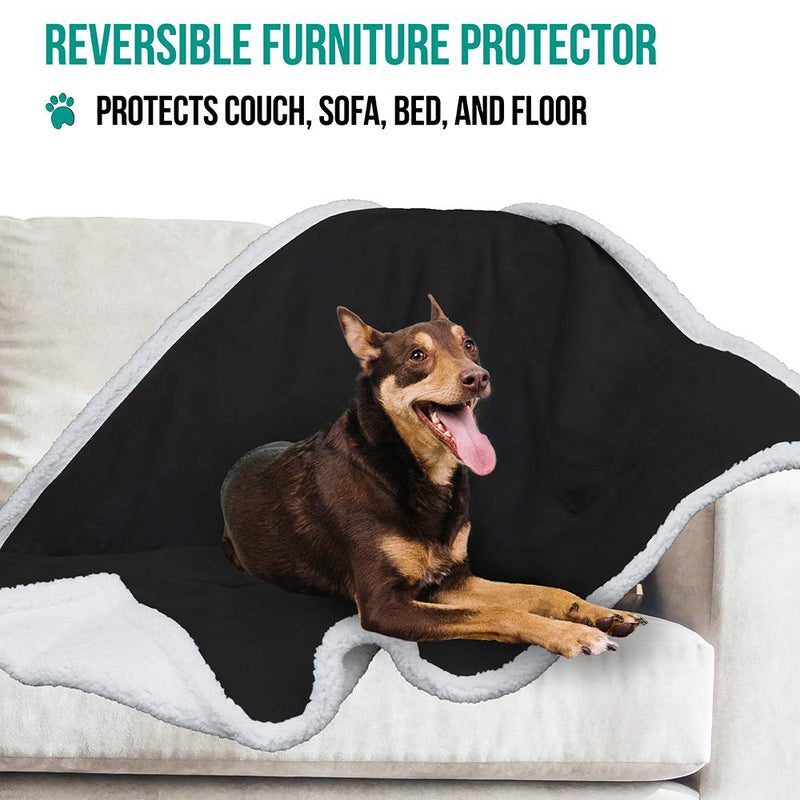 PetAmi Dog Blanket, Sherpa Dog Blanket | Plush, Reversible, Warm Pet Blanket for Dog Bed, Couch, Sofa, Car 50 x 40 Inches Black - PawsPlanet Australia