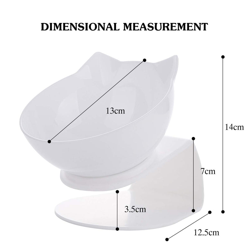 PETCUTE Raised Cat Bowl 15°Tilted Platform elevated Bowl Cat Feeder Food And Water Bowls With Stand No Spill for Cats And Small Dogs Single White - PawsPlanet Australia