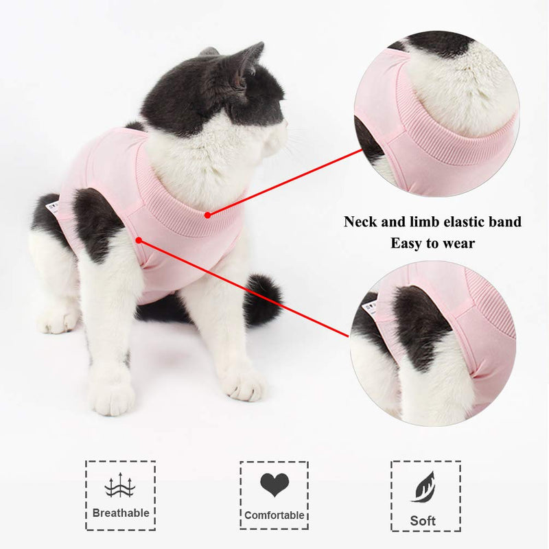 Due Felice Cat Professional Surgical Recovery Suit for Abdominal Wounds Skin Diseases, After Surgery Wear, E-Collar Alternative for Cats Dogs, Home Indoor Pets Clothing Pink S - PawsPlanet Australia