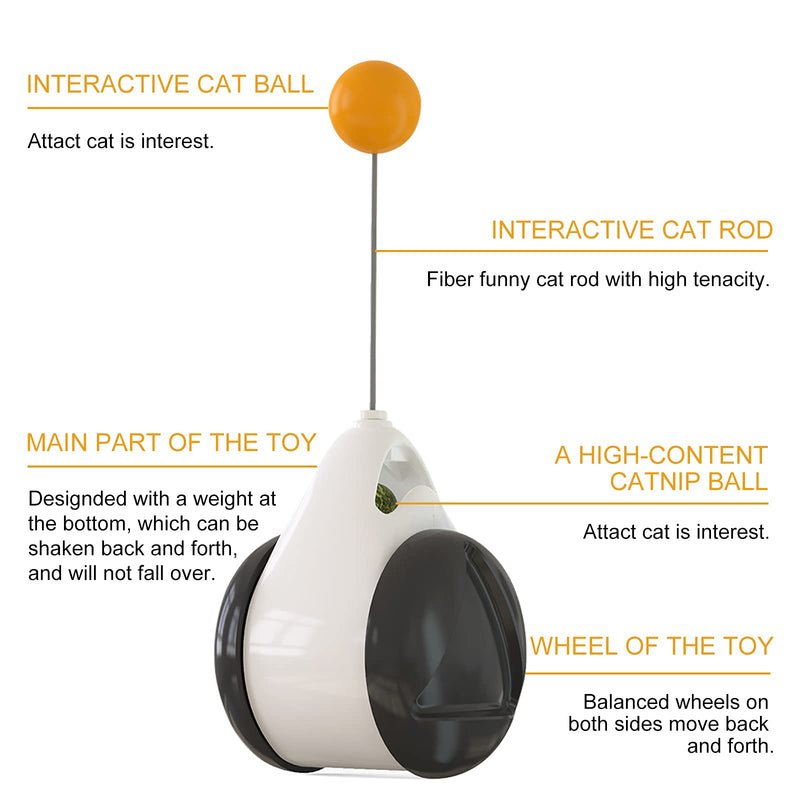 HUSSHUYU Interactive cat Toys for Indoor Cats, Cat Chaser Toys with Catnip Ball, Non-Battery Self Rotating Car Funny Kitten Toy with Feather and Ball for Cats Entertainment Puzzle Exercise - PawsPlanet Australia