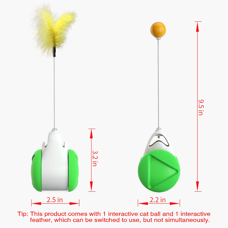 [Australia] - LaoNa Cat Toy Chaser Interactive Cat Toy Indoor Feather Toy for Kitten Moving Balanced Exerciser Cat Chasing Toy with Catnip Ball Cat Swing Toy Wheel Green 