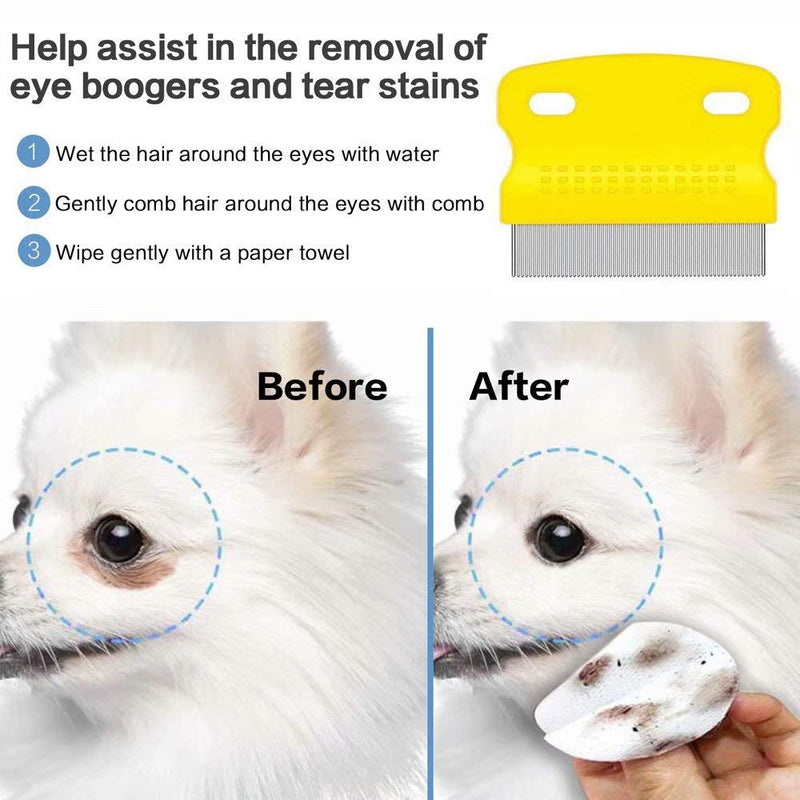 [Australia] - Aoche Pet Comb Dog Eye Comb for Tear Stains, Flea Comb for Cats Dogs Small Pets(3 Packs) Multicolor 