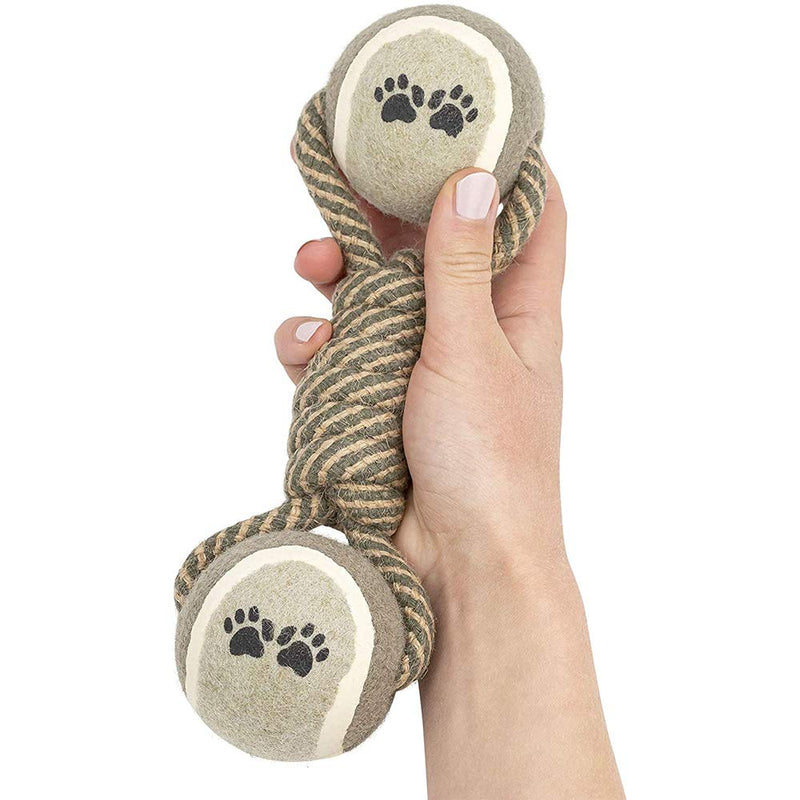 BINGXIAN Dog Chew Toys, Dog Rope Toy Ball Double Tennis Toy Cotton Rope, Interactive Dog Toys for Small Medium Dogs Puppies Training Playing Teeth Cleaning Brown - PawsPlanet Australia