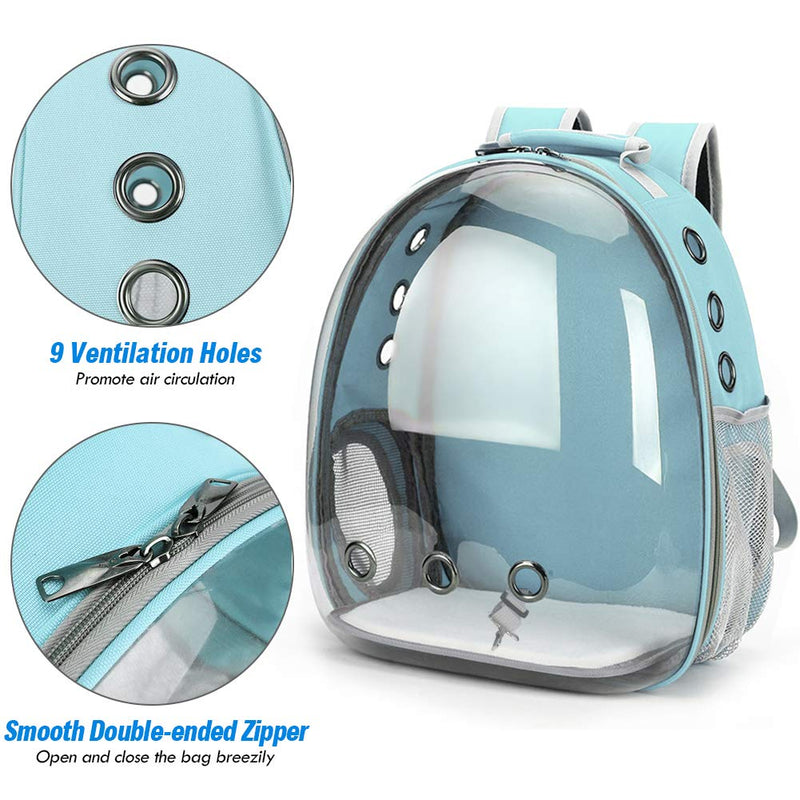 Cat Carrier Backpack,Large Transparent Bubble Pet Backpack,Portable Ventilated Carry Backpack for Cat & Small Dog,Airline Approved Waterproof Pet Carrier Bag for Hiking Outdoor Blue - PawsPlanet Australia