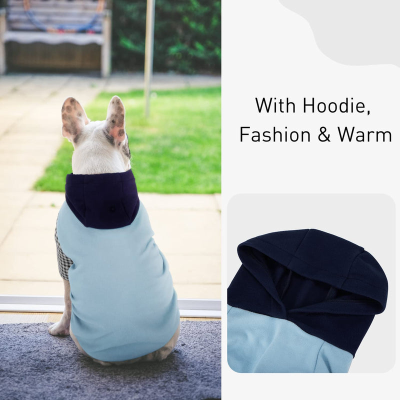 Soft Fleece Dog Sweatshirt - Warm Dog Sweaters for Small Medium Dogs Cats Cold Weather - Cat Sweater Pullover Stretchy Hoodie Easy On - Comfortable Dog Winter Clothes Pet Sweaters Vest for Doggie XS Hooded Blue - PawsPlanet Australia