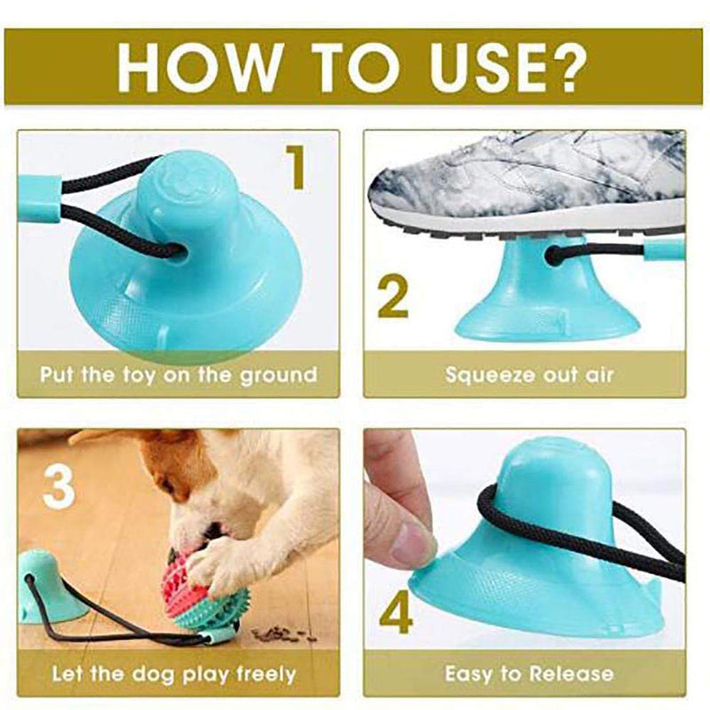 Toyame-Suction Cup Tug of War Dog Toys ,Dog Interactive Training Puzzle Toys, Teeth Cleaning Chew Ball Rope Toy with Bell, Treat Dispensing Ball Toy,The Tug Toy for Dogs - PawsPlanet Australia