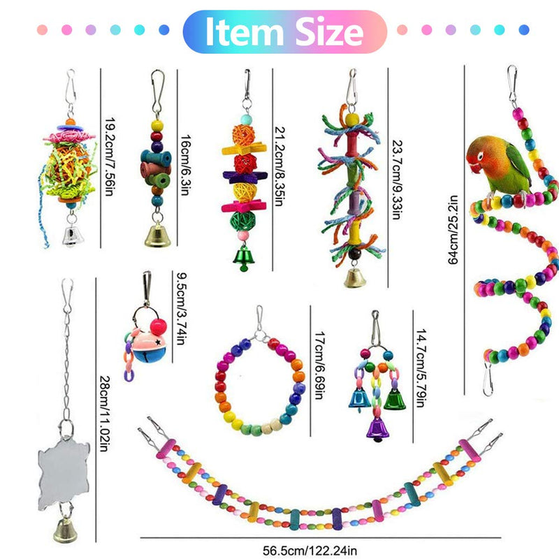 Bojafa Bird Parrot Toys, Budgie Toys 10-Pack Bird Parrot Ladder Hanging Bell Swing Cage Toys- Budgie, Cockatiel, Conure, Finch, Small Parakeet, African Grey Parrot, Canary - PawsPlanet Australia