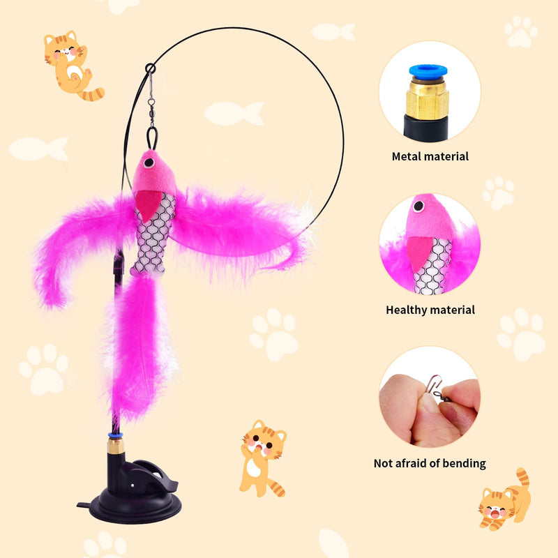 Baguuaray Pack of 13 interactive feather toys for cats with 2 interactive cat sticks, 1 suction cups, 10 cat fishing rod replacement feathers with pendant feather and bell intelligence toy - PawsPlanet Australia