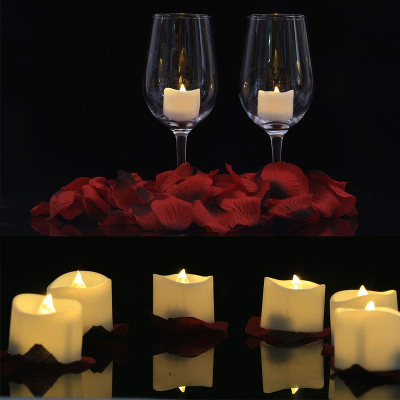 Flameless Battery Operated LED Tea Lights Candles with Warm White Flickering Light 16 pcs, Fake Rose Petal 100pcs, Rose Necklace 1pc, Proposal, Wedding, Table, Outdoor - PawsPlanet Australia