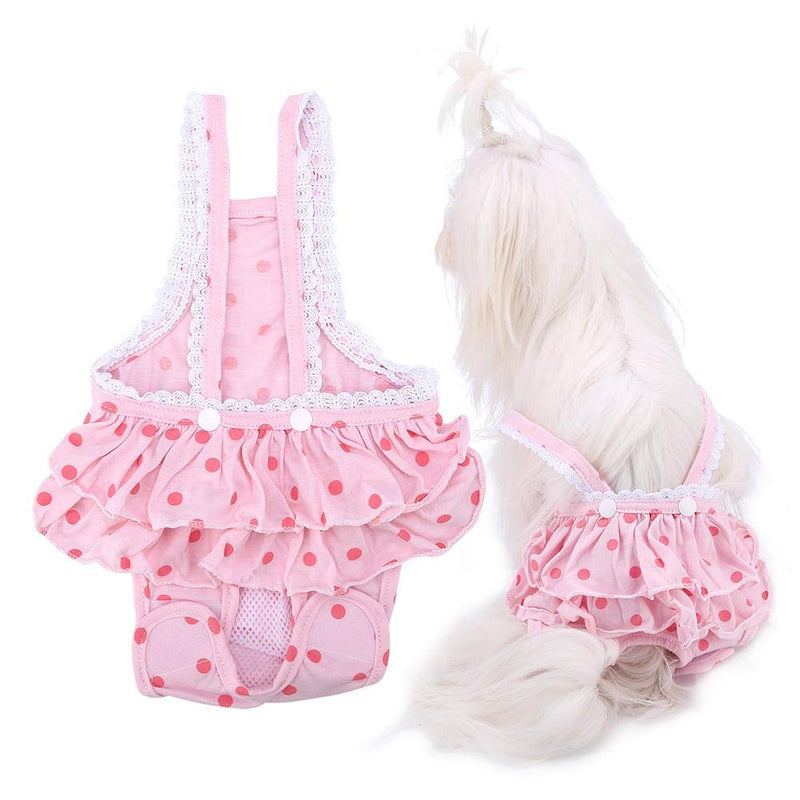 Dog Sanitary Pants, Breathable Sweet Female Dog Doggy Puppy Diaper Nappy Physiological Sanitary Briefs Menstrual Suspender Underwear Pants (Pink, S) Pink, S - PawsPlanet Australia