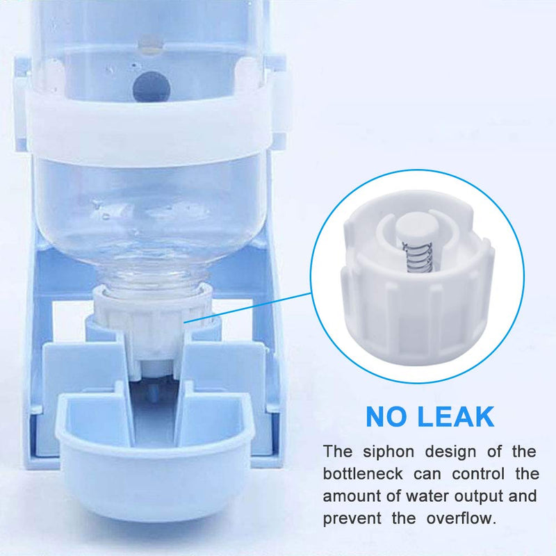 Andiker Dog Water Bottle for Crate, 2 in 1 Portable Hanging Water Dispenser 500ml Used for Pet Dog Cage Bottle for Fresh Water Detachable Automatic Drinking Fountain for Cats (blue) - PawsPlanet Australia