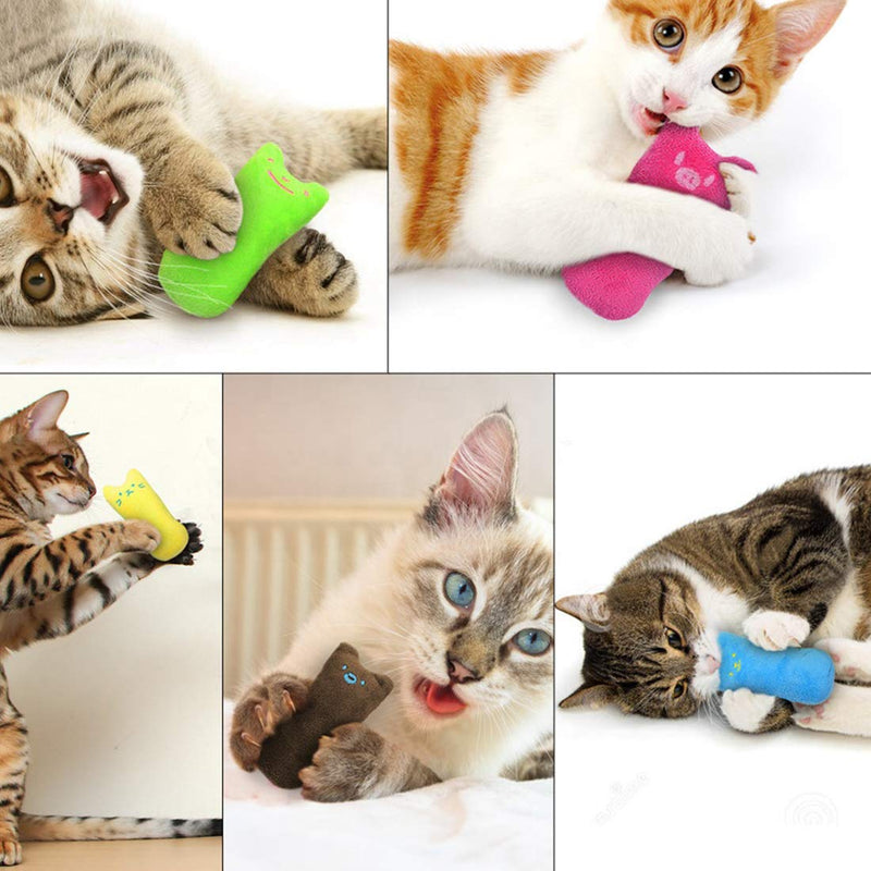 O-Kinee Pet Catnip Plush Toy 10 Pcs Thumb Bite Cat Toy Natural Mint Toys Catnip Scratching Toy Interactive Pet Supplies (5 colors) 5 colors - PawsPlanet Australia