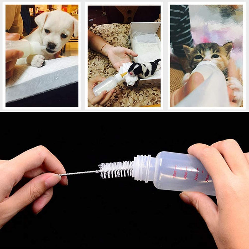 kuou 60ML Puppy Nursing Bottle Kit, Dog Cat Puppy Milk Feeding Bottle With 4 Replacement Nipples Milk Feeder Nursing Care Set and 1PCS Nipple Brush - PawsPlanet Australia