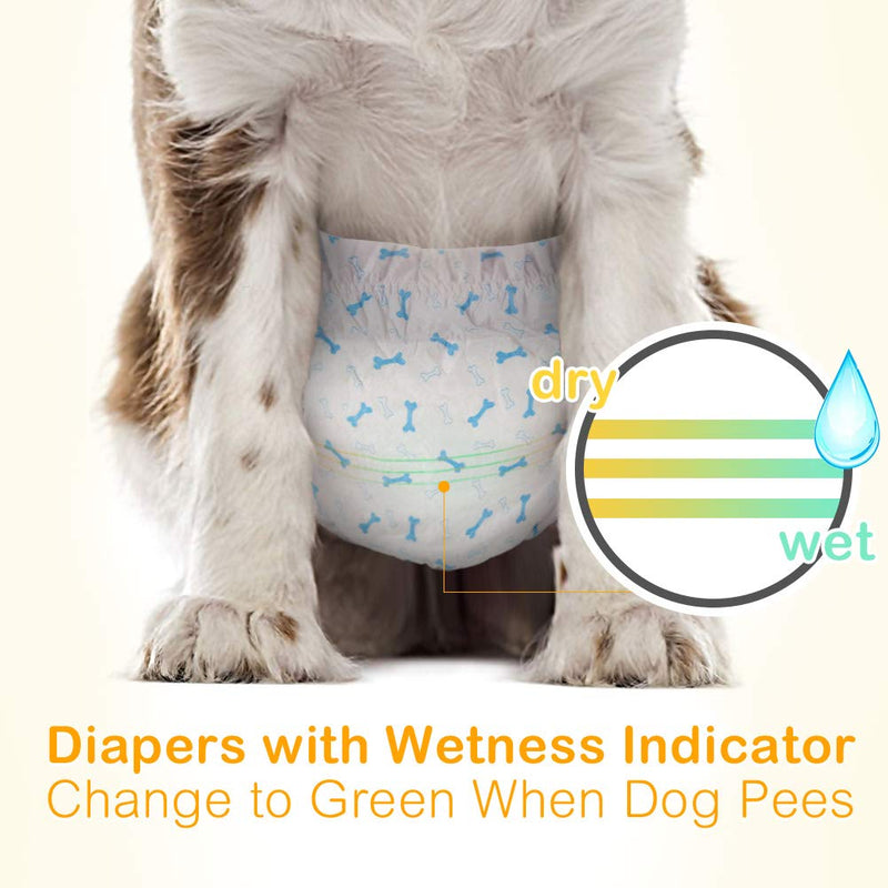 Dono Disposable Dog Nappies Male Dog Wraps Super Absorbent Soft Pet Diapers, Including Four Sizes, Extra Small, Small, Medium, Large, Diapers with Wetness Indicator S 48count - PawsPlanet Australia